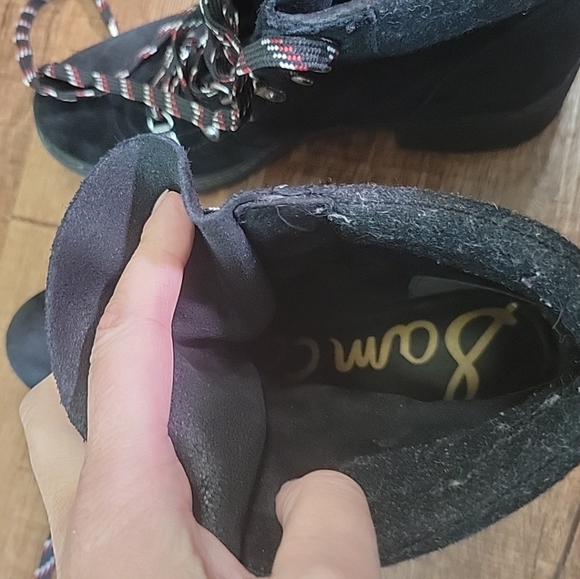 SAM EDELMAN Ankle Boots Womens 7 Black Suede Combat Lace Up New Without Box Wool - Picture 5 of 9